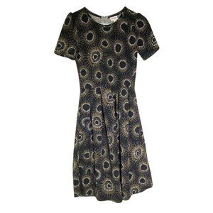 4/$25 Lularoe Black Geometric Print Textured Amelia Dress With Pockets Size M